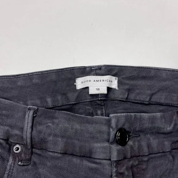 Good American Good Waist Crop Raw Edge Jeans Women 18 Stretch Cotton‎ High Rise